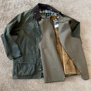 BARBOUR BEAUFORT WAX JACKET with Liner Green -MADE IN UK Size C44/112CM